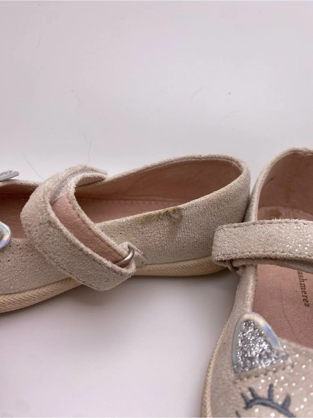Girls Cream Cat Mary Jane Dress Shoes with Glitter Ears